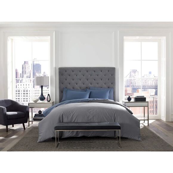 Riley Luxury Sateen Duvet Cover - Color: Slate - Full/Queen - New - Picture 1 of 2